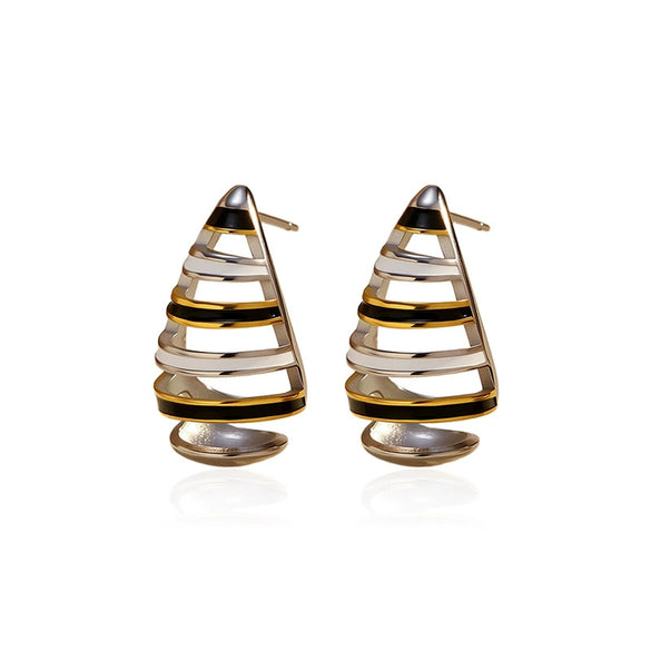 Wholesale Retro Geometric Dripping Oil Design Drop Shape Stainless Steel And Titanium Steel Earrings For Women