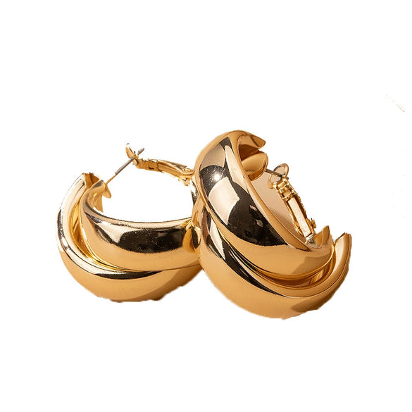 Wholesale Retro Geometric Electroplated Metal Round Earrings For Women