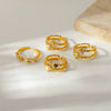 Wholesale Retro Geometric Electroplated Stainless Steel Heart Shape Ring For Women