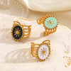 Wholesale Retro Geometric Electroplated Stainless Steel Oval Open Ring For Women