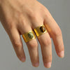 Wholesale Retro Geometric Emerald Stone Colorful Natural Stone 18K Gold Plated Stainless Steel Ring For Women