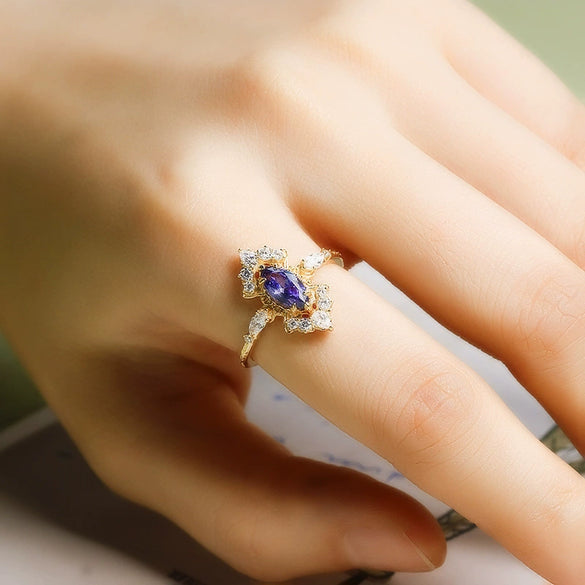 Wholesale Retro Geometric Inlaid Zircon 925 Silver Women's Ring