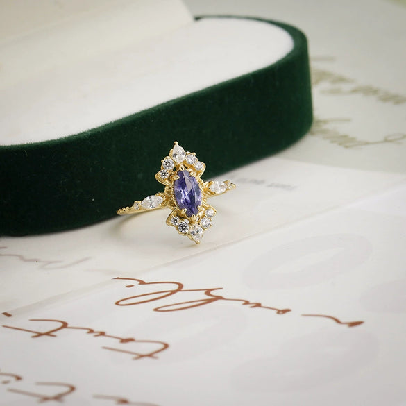 Wholesale Retro Geometric Inlaid Zircon 925 Silver Women's Ring