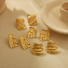 Wholesale Retro Geometric Irregular Pleated Texture Stainless Steel Electroplated Women's Earrings