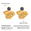 Wholesale Retro Geometric Lapis Lazuli Natural Stone Earrings In Stainless Steel With Electroplating