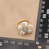 Wholesale Retro Geometric Natural Pearl Flower Winding Opening Ring For Women