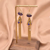Wholesale Retro Geometric Natural Pearl 925 Sterling Silver Tassel Earrings With Electroplating