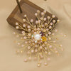 Wholesale Retro Geometric Natural Pearl Sunflower Brooch With Electroplating