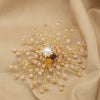 Wholesale Retro Geometric Natural Pearl Sunflower Brooch With Electroplating