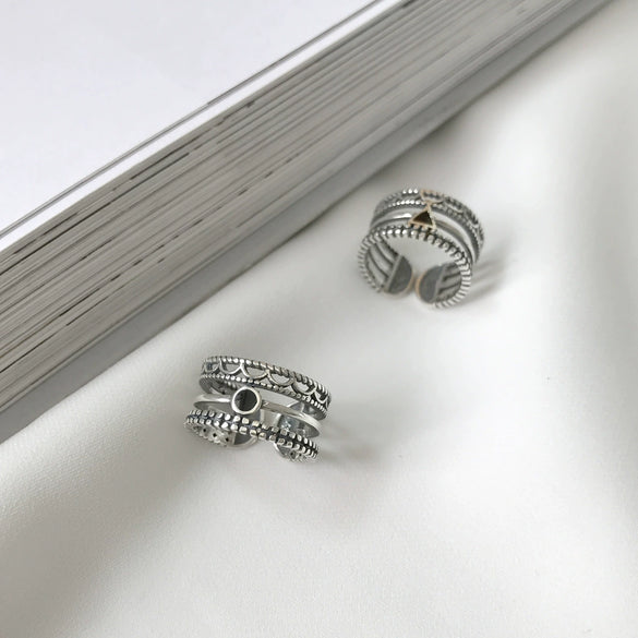 Wholesale Retro Geometric Open Gum Ring Jewelry Made Of 925 Sterling Silver