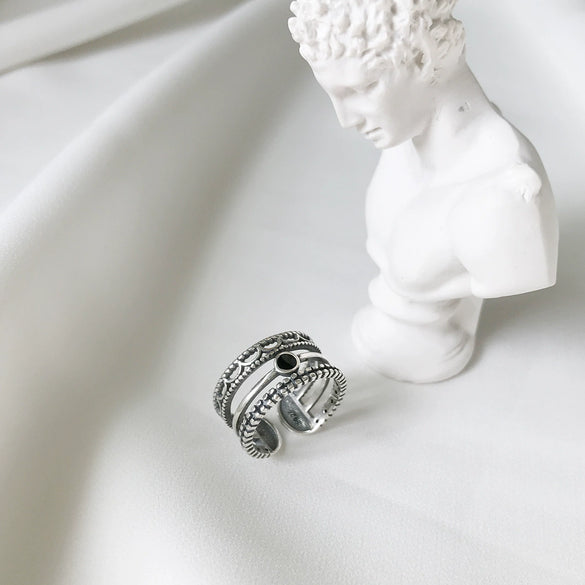 Wholesale Retro Geometric Open Gum Ring Jewelry Made Of 925 Sterling Silver