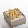 Wholesale Retro Geometric Open Ring Stainless Steel 18K Gold Electroplated Unisex