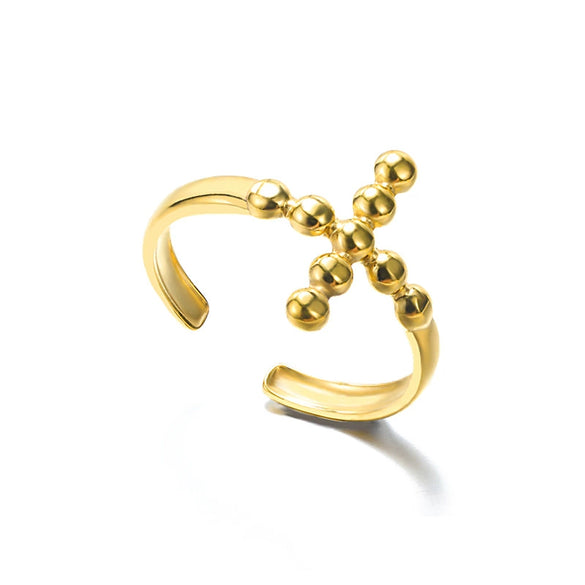 Wholesale Retro Geometric Open Ring Stainless Steel 18K Gold Electroplated Unisex