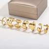 Wholesale Retro Geometric Open Ring Stainless Steel 18K Gold Electroplated Unisex