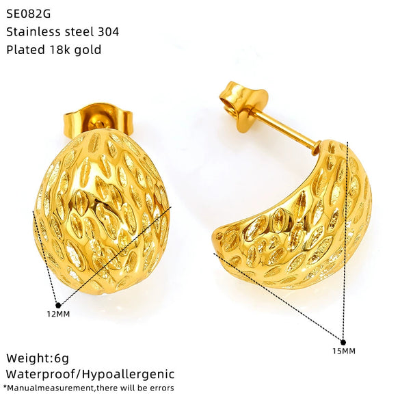 Wholesale Retro Geometric Oval Titanium Steel Earrings For Women With Electroplating