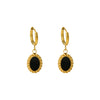 Wholesale Retro Geometric Resin And Plastic Oval Pendant Stainless Steel 18K Gold Plated Earrings For Women