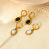 Wholesale Retro Geometric Resin And Plastic Oval Pendant Stainless Steel 18K Gold Plated Earrings For Women