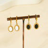 Wholesale Retro Geometric Resin And Plastic Oval Pendant Stainless Steel 18K Gold Plated Earrings For Women
