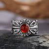 Wholesale Retro Geometric S925 Sterling Silver Natural Colored Gemstone Open Ring Set With Precious Stones