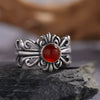 Wholesale Retro Geometric S925 Sterling Silver Natural Colored Gemstone Open Ring Set With Precious Stones