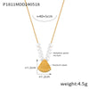 Wholesale Retro Geometric Shell Shape Titanium Steel Electroplated Pendant Necklace For Women