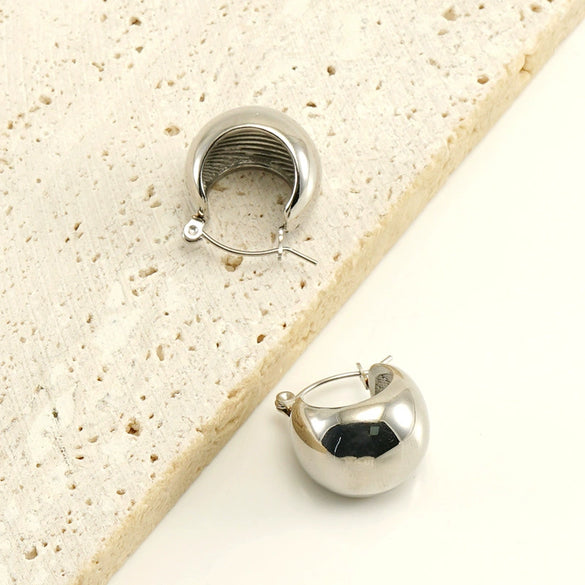 Wholesale Retro Geometric Spherical 316L Stainless Steel Electroplated Women's Earrings