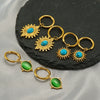 Wholesale Retro Geometric Stainless Steel Earrings For Women With Blue Turquoise And Electroplating