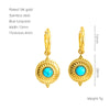 Wholesale Retro Geometric Stainless Steel Earrings For Women With Blue Turquoise And Electroplating