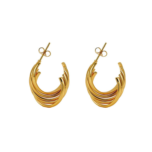 Wholesale Retro Geometric 316L Stainless Steel Earrings 18K Gold Plated