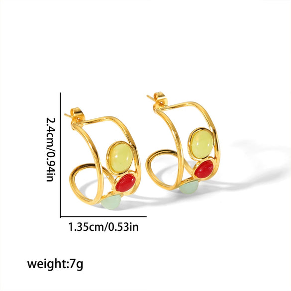 Wholesale Retro Geometric Stainless Steel Earrings With Electroplating For Women