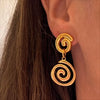 Wholesale Retro Geometric Stainless Steel Electroplated Earrings For Women