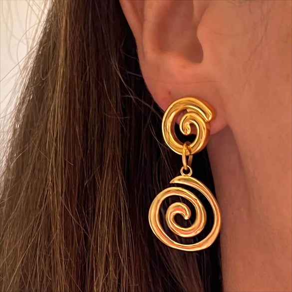 Wholesale Retro Geometric Stainless Steel Electroplated Earrings For Women