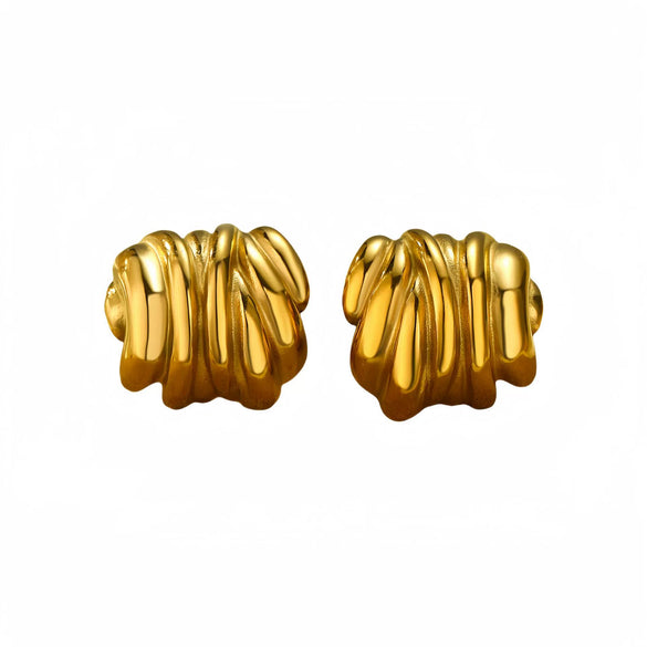 Wholesale Retro Geometric Stainless Steel 18K Gold Electroplated Earrings For Women