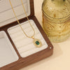Wholesale Retro Geometric Stainless Steel Natural Stone Pendant Jewelry