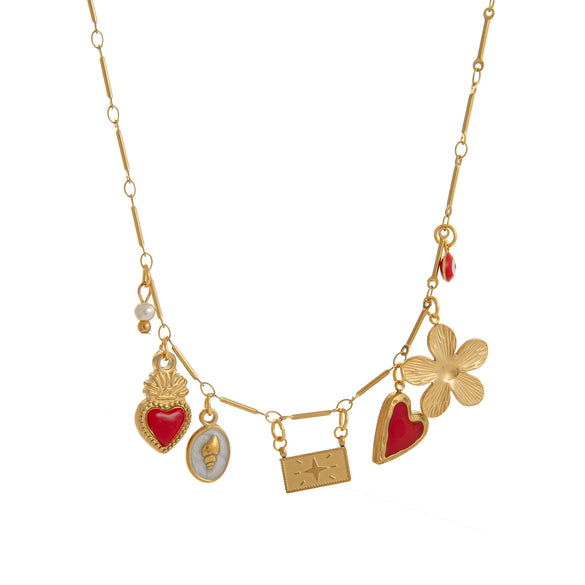 Wholesale Retro Geometric Stainless Steel Necklace Pendant With Bamboo Chain And Electroplating Design