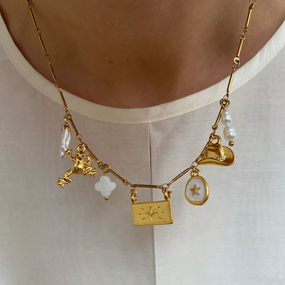 Wholesale Retro Geometric Stainless Steel Necklace Pendant With Bamboo Chain And Electroplating Design
