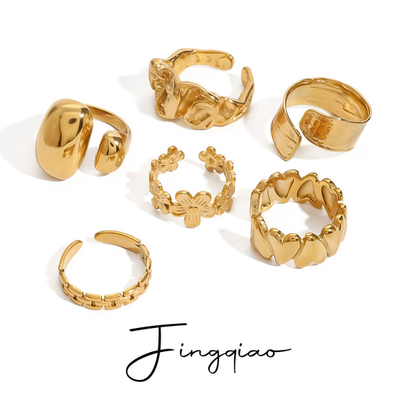 Wholesale Retro Geometric Stainless Steel Ring With Electroplating For Women