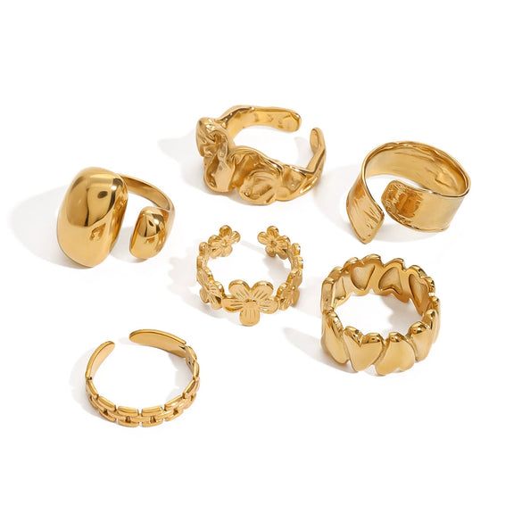 Wholesale Retro Geometric Stainless Steel Ring With Electroplating For Women