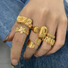 Wholesale Retro Geometric Stainless Steel Ring With Electroplating For Women
