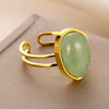 Wholesale Retro Geometric Stainless Steel Ring With Natural Stone And Electroplating