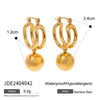 Wholesale Retro Geometric Stainless Steel Sliding Steel Ball Pendant Earrings Nonfading Jewelry For Women