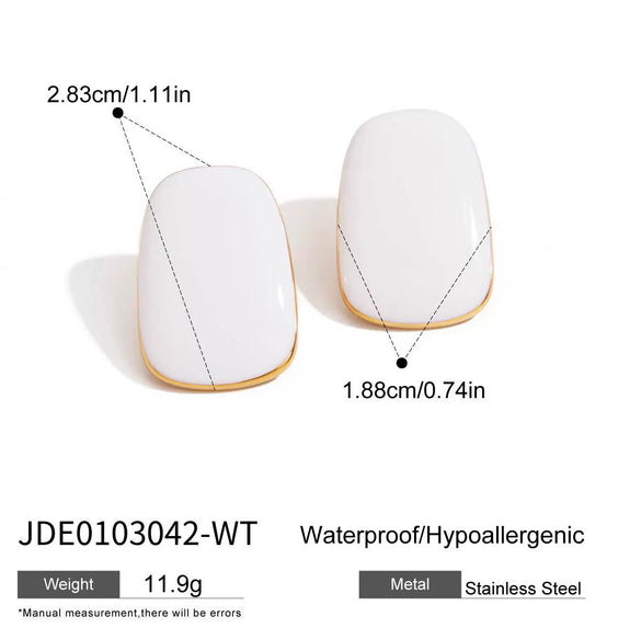 Wholesale Retro Geometric Stainless Steel White Oil Drop Flower Earrings With Electroplating For Women