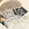Wholesale Retro Geometric Stainless Steel Zircon Ring Electroplating Jewelry