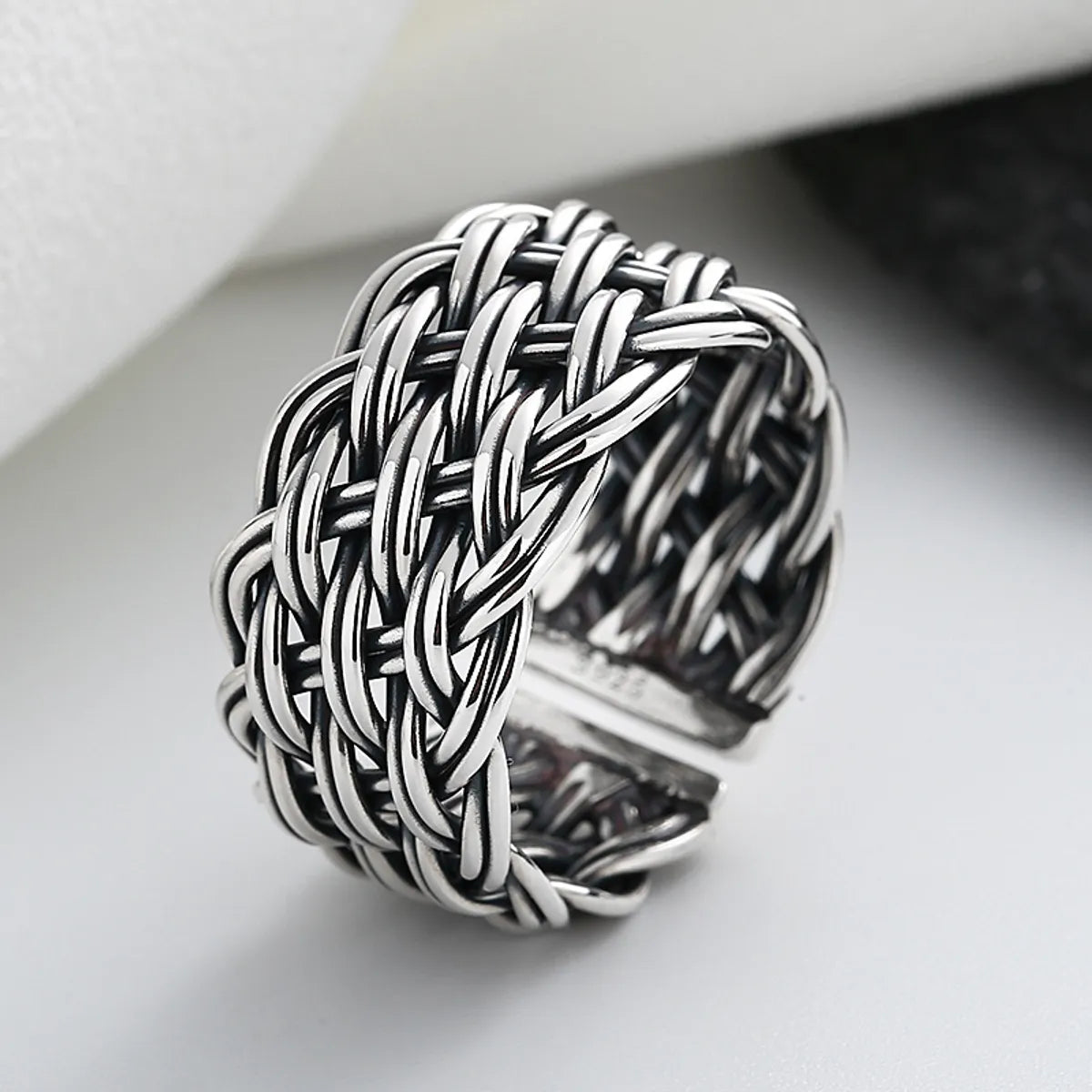 Wholesale Retro Geometric Sterling Silver Plating Open Ring