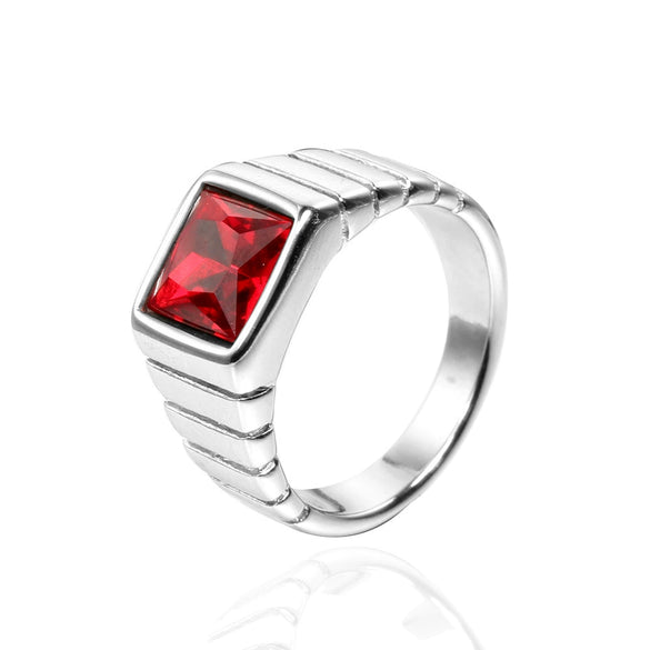 Wholesale Retro Geometric Style Sapphire Ring Titanium Steel Jewelry Electroplated Unisex