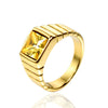 Wholesale Retro Geometric Style Sapphire Ring Titanium Steel Jewelry Electroplated Unisex