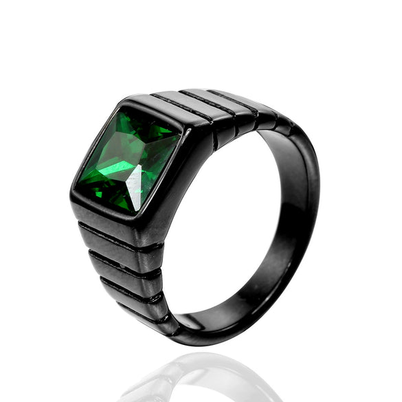 Wholesale Retro Geometric Style Sapphire Ring Titanium Steel Jewelry Electroplated Unisex