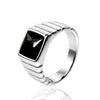 Wholesale Retro Geometric Style Sapphire Ring Titanium Steel Jewelry Electroplated Unisex