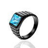 Wholesale Retro Geometric Style Sapphire Ring Titanium Steel Jewelry Electroplated Unisex