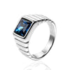 Wholesale Retro Geometric Style Sapphire Ring Titanium Steel Jewelry Electroplated Unisex